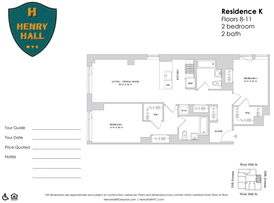 Floor plan for 2 beds, 2 baths, 1104 sqft